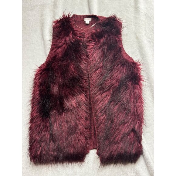 Xhilaration womens Large Faux Fur Burgundy Vest Acrylic & Polyester Blend - Picture 6 of 9